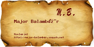 Major Balambér névjegykártya