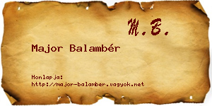 Major Balambér névjegykártya